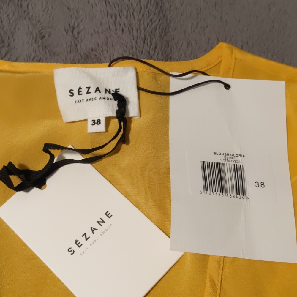 🆕 SEZANE Gloria Blouse Saffron New With Tags - Picture 5 of 6